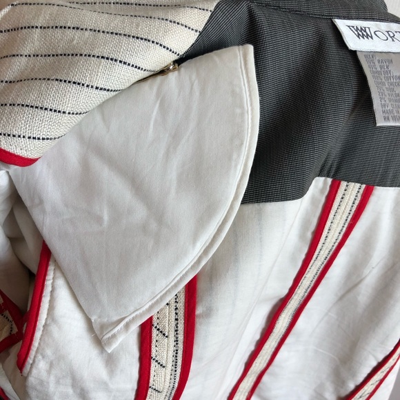 W by WORTH Ivory Stripes Polka Dot Blazer Jacket - Picture 3 of 5